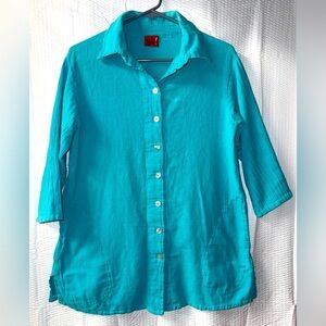 Oh My Gauze! 100% Cotton Aqua Blue Top Size 1 ( M )